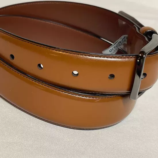 New NWOT Perry Ellis Portfolio Size 36/90 Brown Full Grain Cowhide Leather Belt