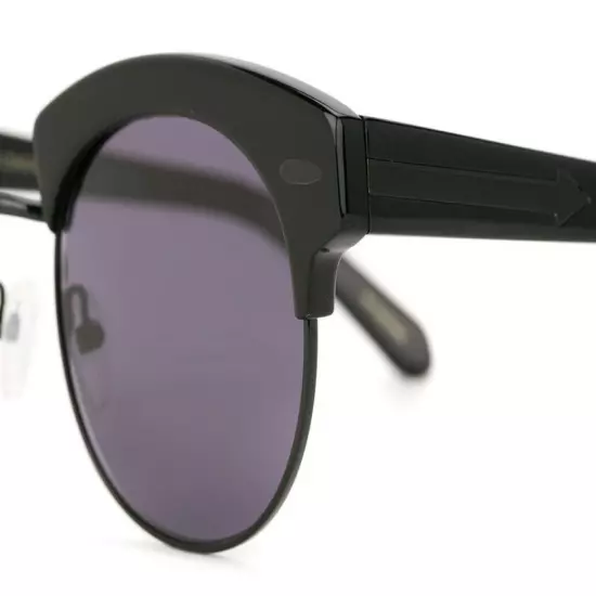 $349 Karen Walker Bold Half Rim Sunglasses Black Round Lens 51-18-145 100% UV Pr