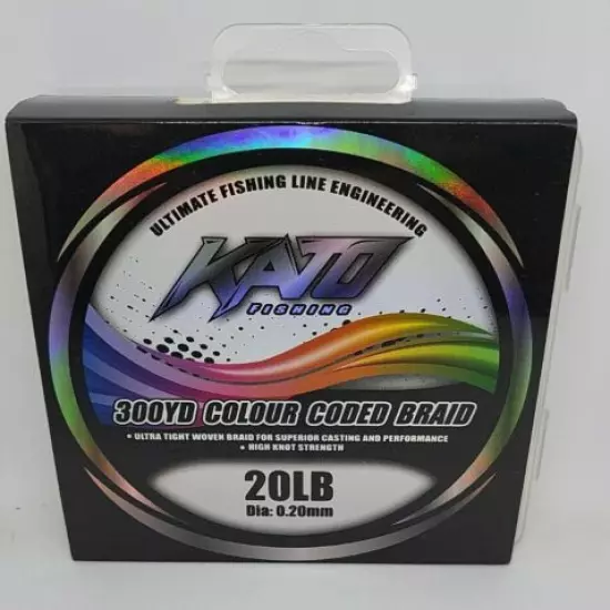 KATO Fishing 20lb 300YD Colour Coded Braid Fishing Line Brand New