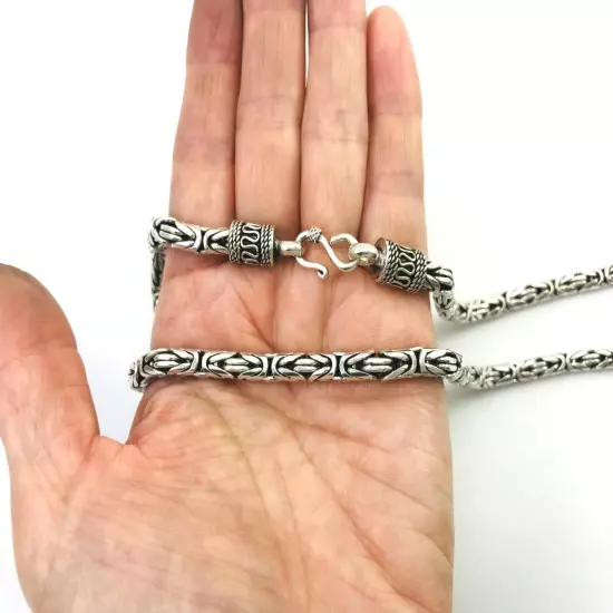 Sale!! Sterling Silver 5 mm Bali Chain/Byzantine Necklaces 18"(46 cm)