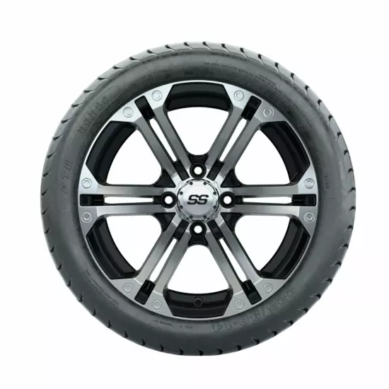 Set of 4 GTW 14" Specter Machined/Black Wheels on 19.5" Mamba Street Tires