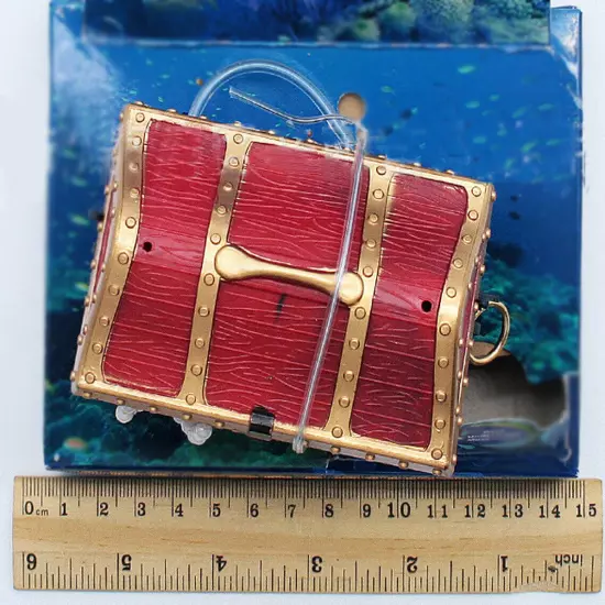 Large Treasure Chest Air Driven Ornament Fish Tank Decor Aquarium Decoration Red