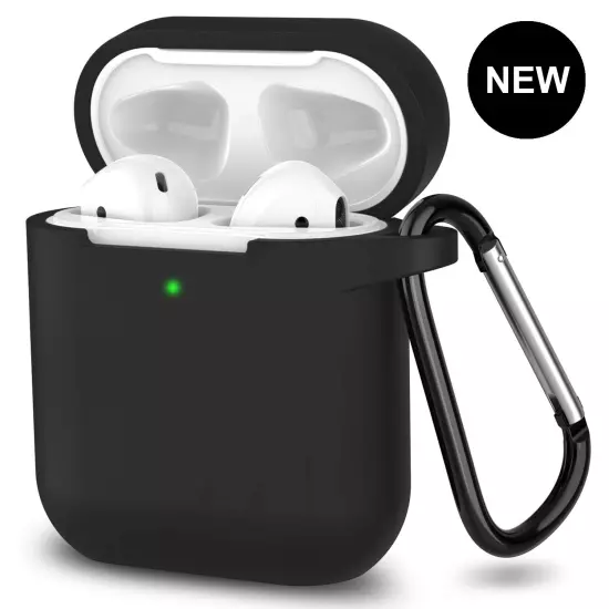 For Apple AirPods Case 1/2 Silicone Protector Shockproof Full Cover + Keychain