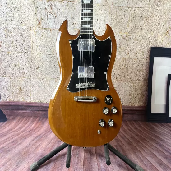 Customized brown SG electric guitar HH pickup chrome hardware factory outlet