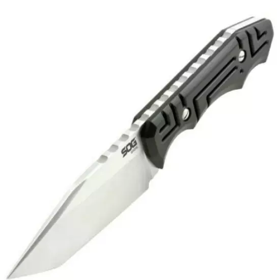 SOG Growl Black GRN 9Cr18MoV Fixed Blade Knife w/ Sheath.satin finish AUTHENTIC 