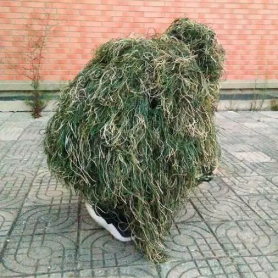 Men Ghillie Suit Woodland Camouflage Forest Hunting Ghillie Cover Hat 80x90 cm