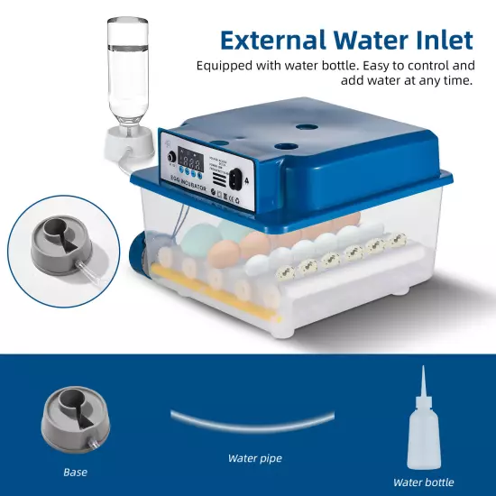 16 Eggs Incubator with Automatic Turning, Humidity Control, V1C3