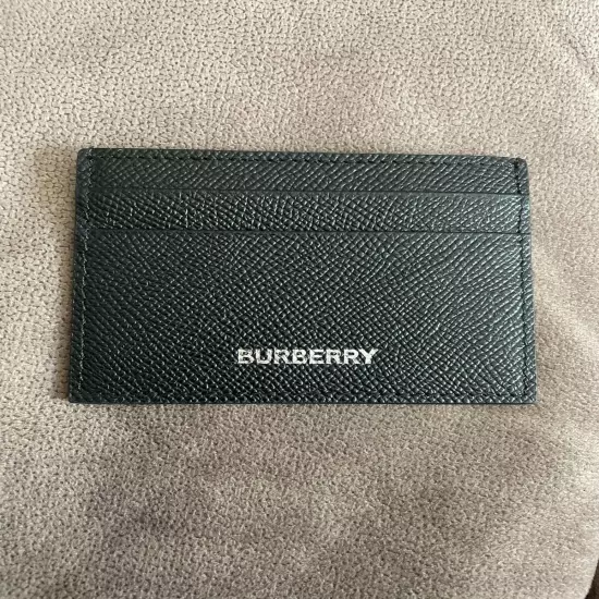 Burberry Men's Black Grainy Leather Card Holder Wallet Authentic 