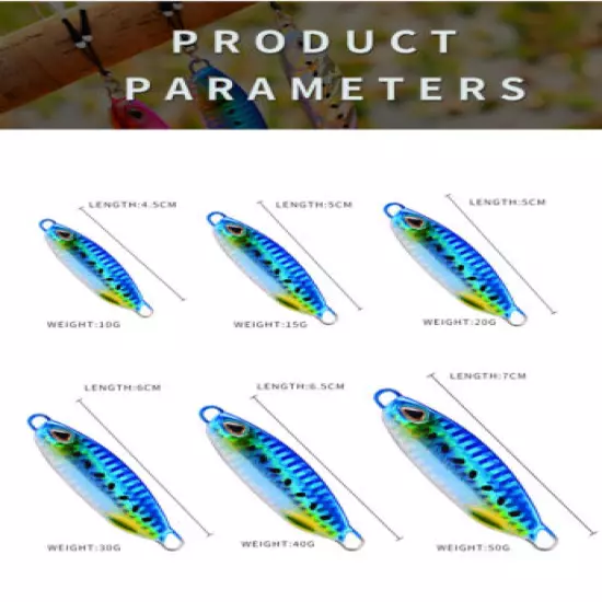 Lot 5pcs Slow Fall Pitch Fishing Lures Sinking Lead Metal Flat Jigging Bait Hook