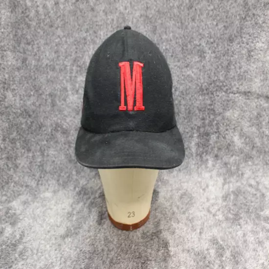 Vtg Vanguard Marlboro black logo horse spellout adjustable strapback hat cap