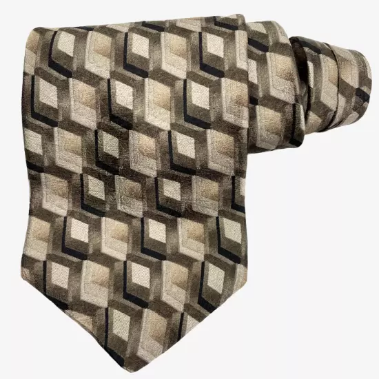 Croft & Barrow Bronze Geometric Modern art Silk Necktie Tie Men's 4" x 58"