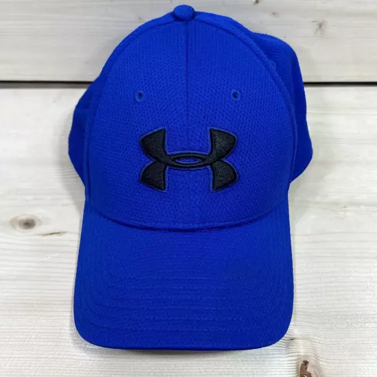 Under Armour Hat Cap Mens Medium/Large Blue Black Baseball Blitzing 3.0 Logo