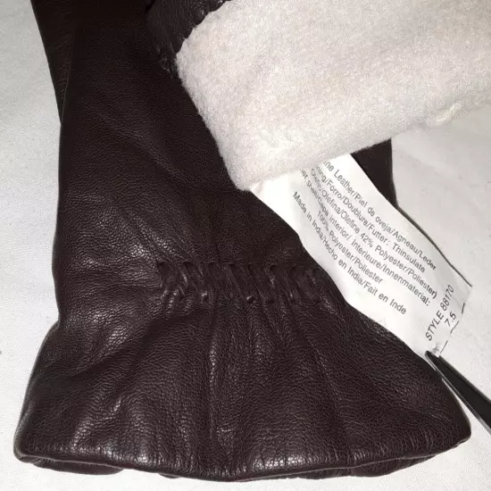 Isotoner 88170 lined brown leather gloves w/Thinsulate womens size 7.5