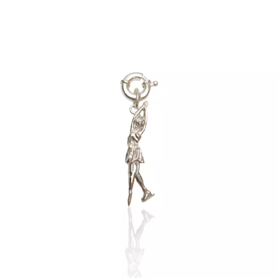 Silver Figure Skating Zipper Pendant Sports Jewelry Gift.