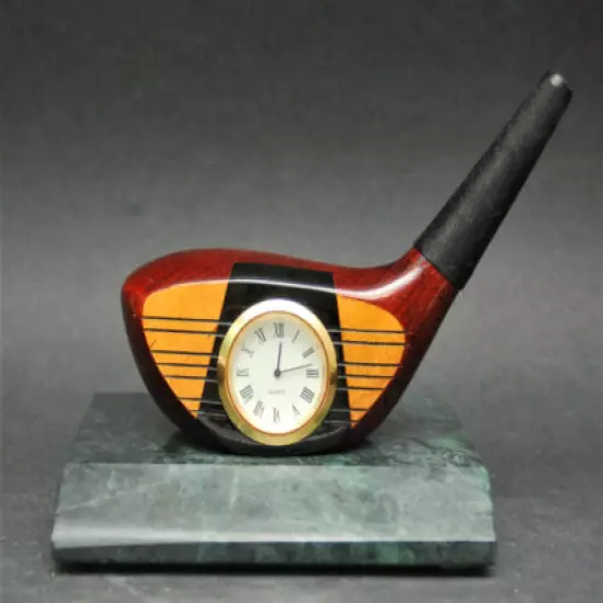 REAL FAIRWAY WOOD DRIVER GOLF CLUB CLOCK MARBLE BASE PAPERWEIGHT NEW BATTERY