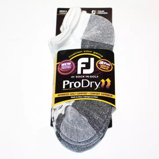 Footjoy Men's Prodry Roll Tab 2-Pack Socks White Size 7-12