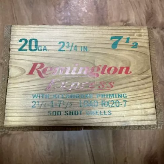 REMINGTON EXPRESS 20 GA. WOOD AMMO BOX ~ 500 SHELLS