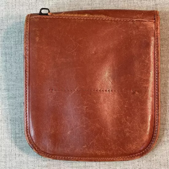 LL Bean Brown Full Grain Soft Brown Leather Large Wallet Documents - FLAW