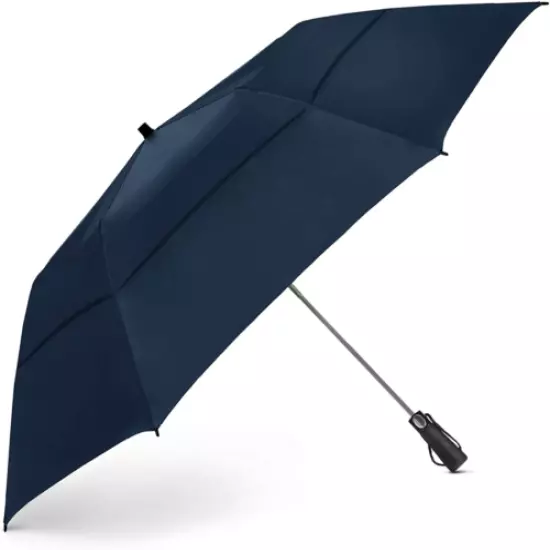 Eez-Y 58 Inch Folding Golf Umbrella With Large Windproof Double Navy Blue