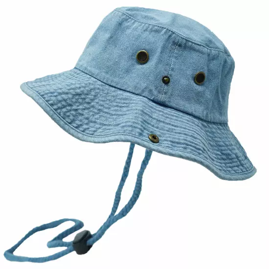 Unisex 100% Cotton Bucket Hat Fishing Camping Safari Boonie Sun Brim Summer Cap