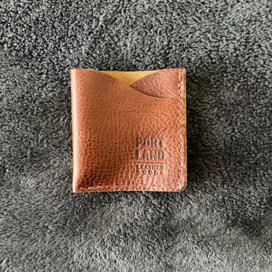 Portland Leather Goods Minimalist Card Holder in Nutmeg New Pebbled Leather