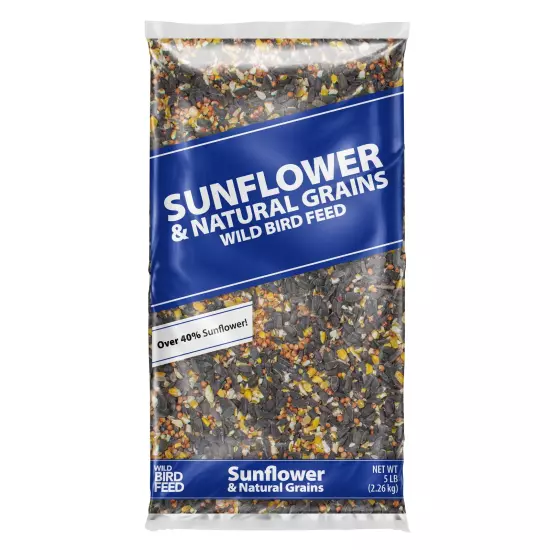 Sunflower & Grains Wild Bird Feed, Dry, 1 Count per Pack, 5 Lb. Bag