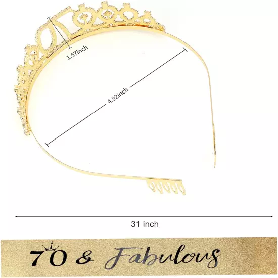 70Th Birthday Sash and Tiara Birthday Crown Sash 70Th Birthday Gifts for Women 7