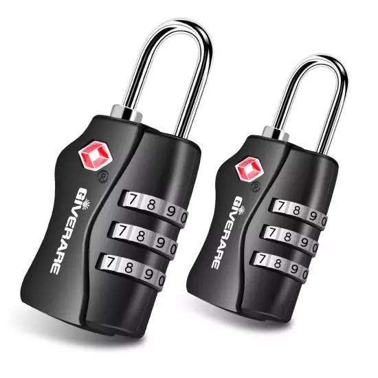 2 Pack TSA Approved Travel Luggage Locks, Combination Lock Keyless, 3-Digit P...