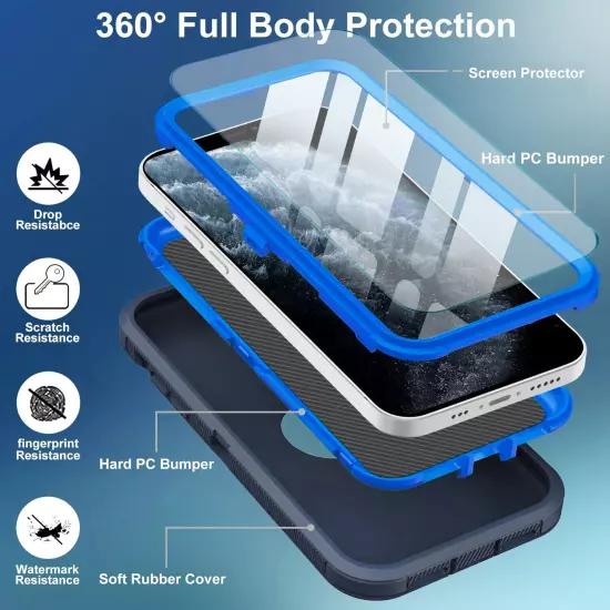 For iPhone 16 Pro Max/16 Pro/16 Plus Case Phone Shockproof Cover +Tempered Glass