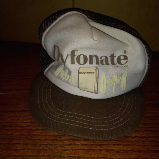 Vintage Dyfonate Farming Snapback Trucker Brown White FOAM GONE Adjustable