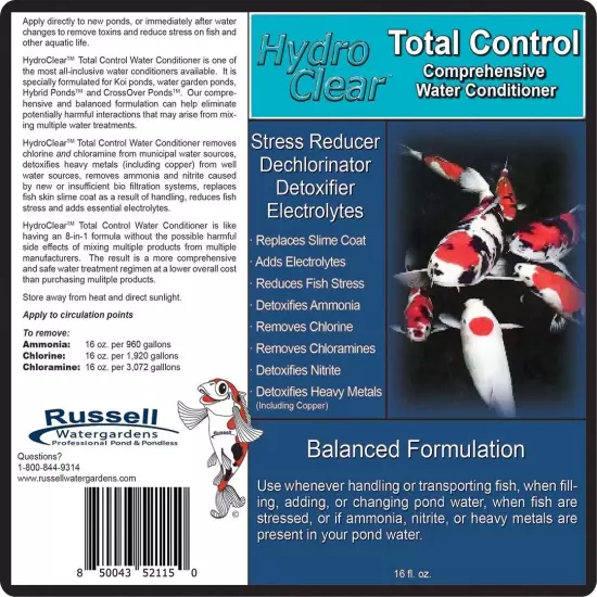 Total Control™ Dechlorinator and All-in-One Water Conditioner