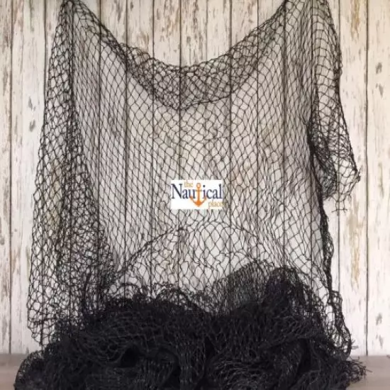 Authentic Fishing Net - 10'x10' BLACK -Crab, Lobster Trap - Real Vintage Netting