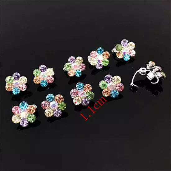 10PC Mini Claw Clamp Sweet Girls Hair Clip Metal Rhinestone Crystal Flower WOMEN