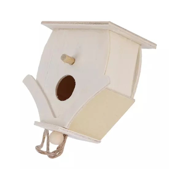 4Pcs Mini Wooden Bird House Hanging Birds Nests Ornaments For Outdoor Garden