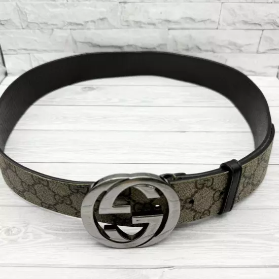 GUCCI Interlocking Sima GG Pattern Supreme Belt Leather