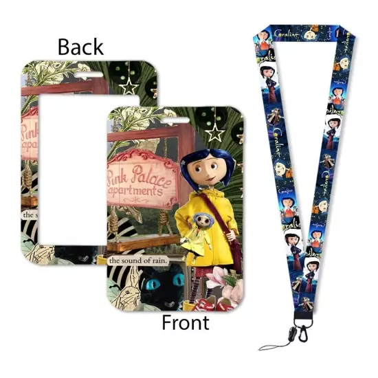 Coraline Movie Themed Lanyard ID Card Holder Keychain Neck Strap - Ship from US