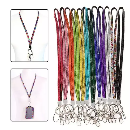 New Multi Color Rhinestone Neck LANYARD Keychain Key/ID/Cell Phone Holder BLING