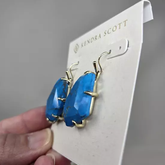 Kendra Scott Turquoise Rosenell Swirled Glass Dangle Earrings 1.5"