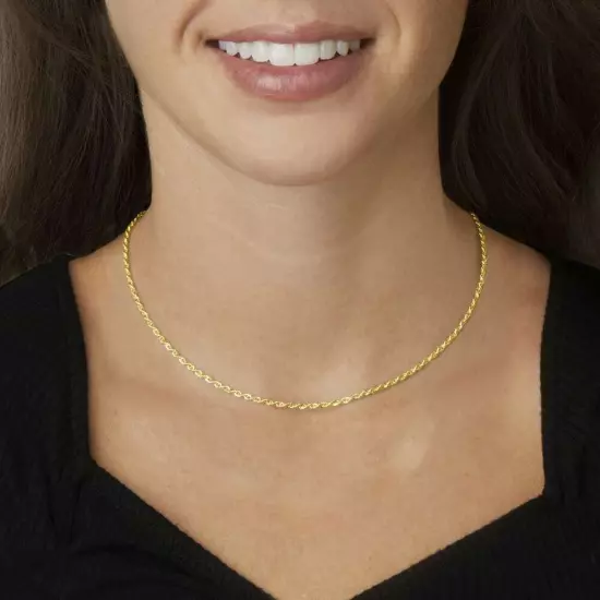 10K Solid Yellow Gold Necklace Gold Rope Chain 16" 18" 20" 22" 24" 26" 28" 30"