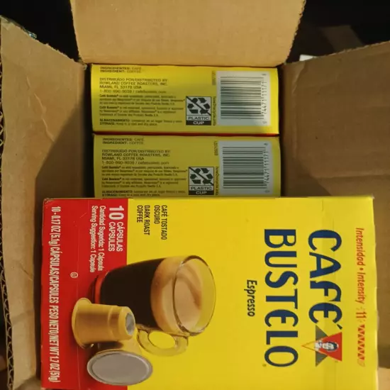 Café Bustelo Espresso Dark Roast Coffee, 10 Count Capsules for Espresso Machines