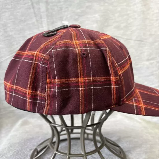 Hurley Hat Cap Flexfit Plaid Orange Red Brown L-XL Yupoong Puerto Rico Surf