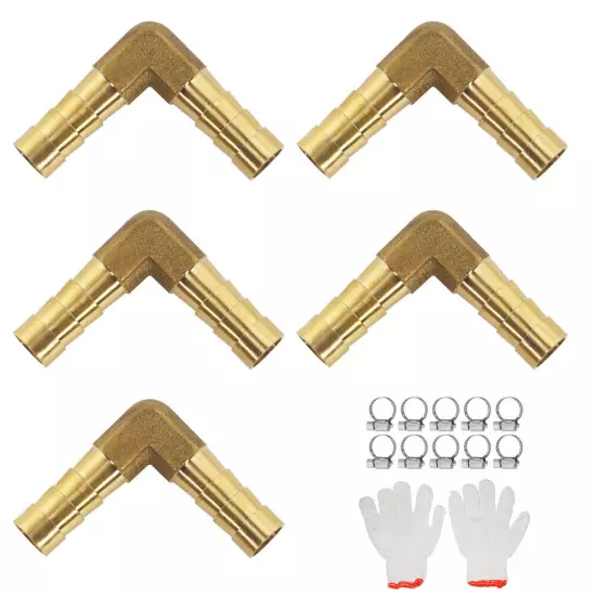 5 pc - 5/16" (8 mm) HOSE BARB ELBOW 90 DEGREE Brass Pipe Fitting Gas Fuel Water