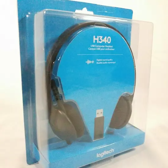 Logitech H340 USB Computer Headset Digital Audio Microphone New Sealed