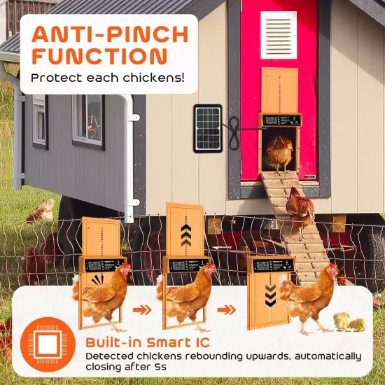 Automatic Chicken Coop Door Solar Powered Automatic Chicken Door with Timer &...