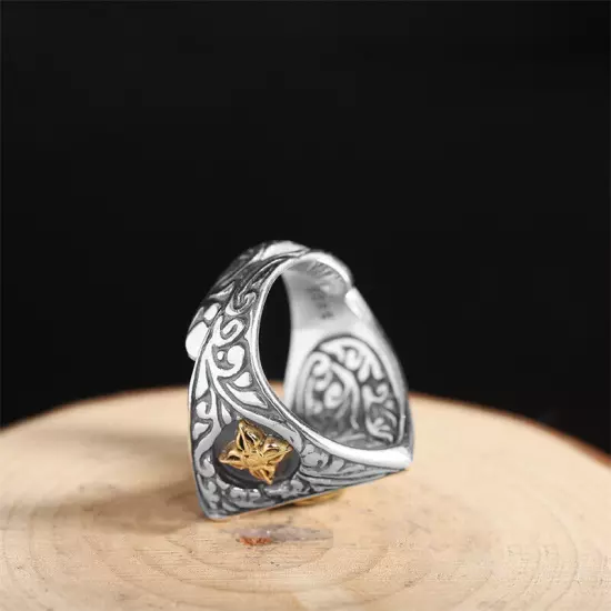 Solid 925 Sterling Silver Open Size Ring Band for Mens Retro Hip Hop Eye Of Evil