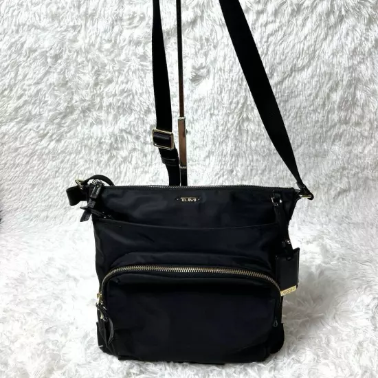 Tumi Capri Nylon Shoulder Bag Black Gold