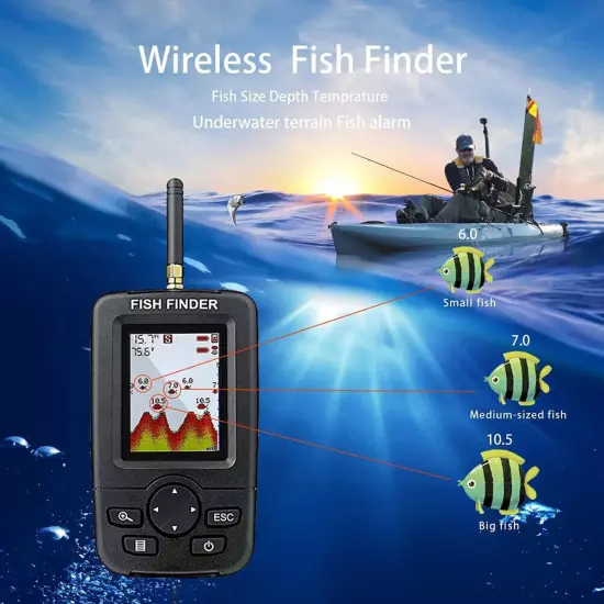 Wireless Sonar Fish Finder Underwater Depth Echo Sounder With Fishing Detector