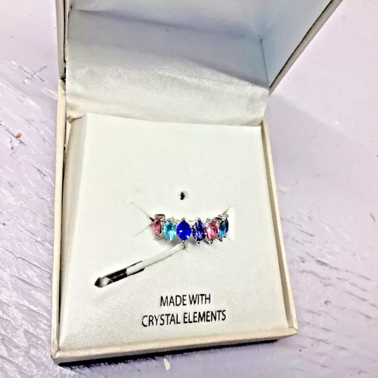 New In Box Glitz Platinum Plated Made with Crystal Elements size 7.5