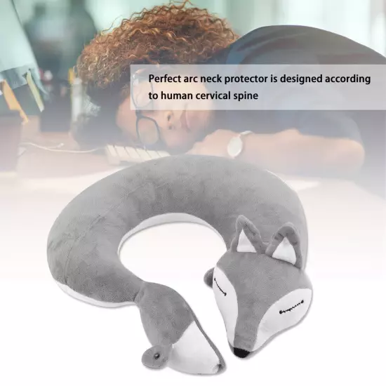 (Gray Fox)Fox Shape Travel Neck Pillow Soft Air U Shape Health