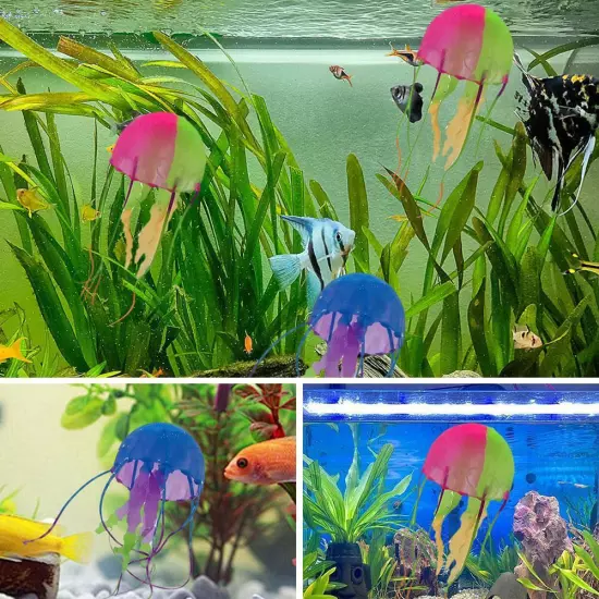 Fluorescent Artificial Jellyfish Aquarium Fish Tank Landscape Decor G